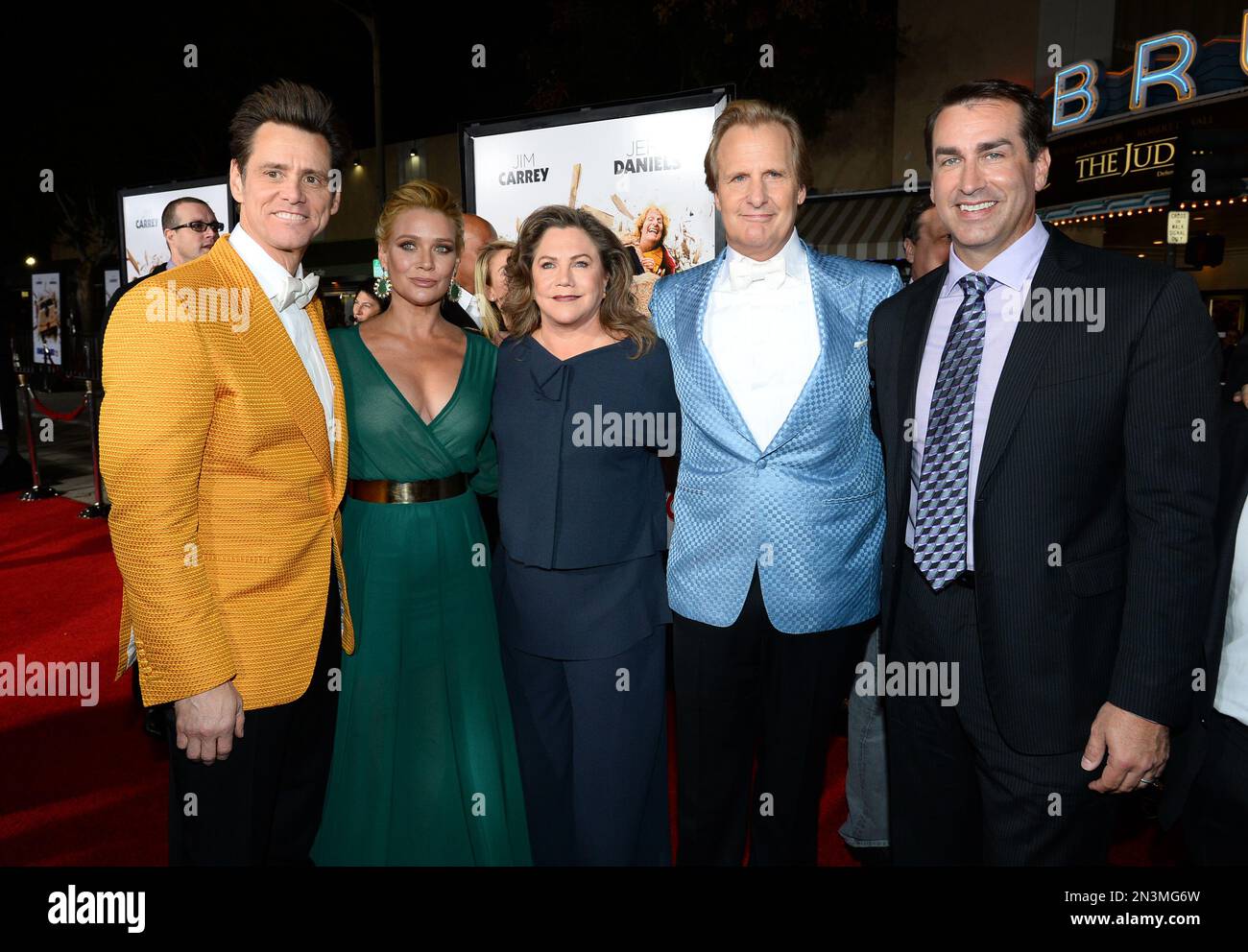 Jim Carrey, and from left, Laurie Holden, Kathleen Turner, Jeff Daniels ...