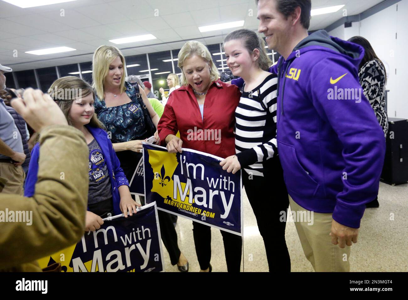 Sen. Mary Landrieu, DLa., greets supporters during a campaign stop at