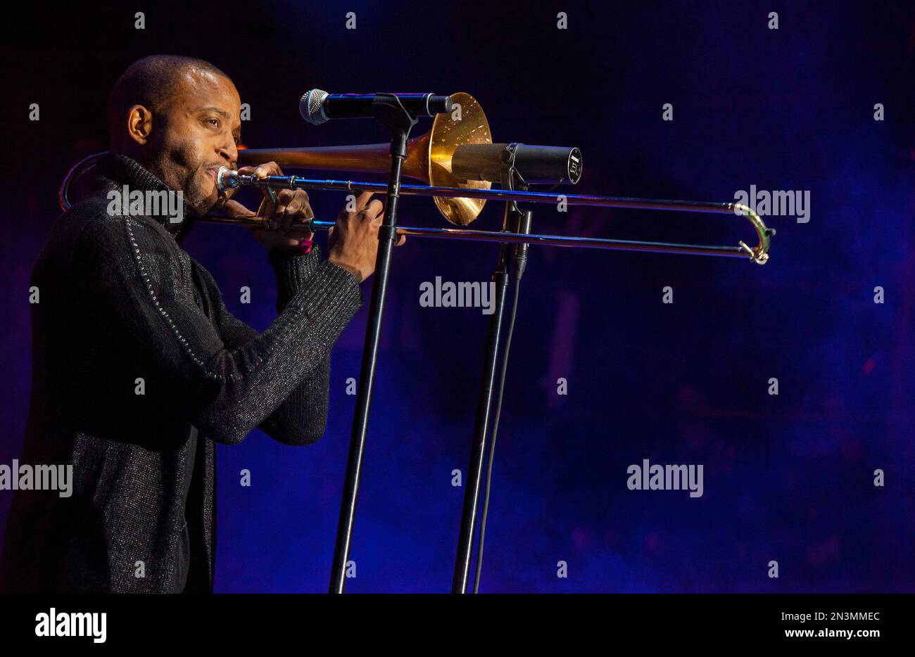 Troy Andrews, known as Trombone Shorty performs with Trombone Shorty