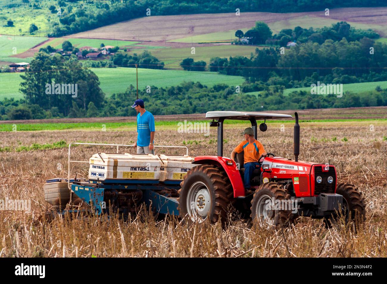 Parana, Brazil October 27, 2009: Soy planting season on farm in Parana State Stock Photo