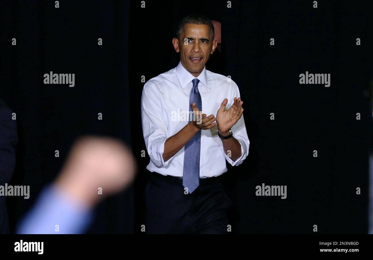 President Barack Obama arrives for a rally for U.S. Rep. Mike Michaud ...
