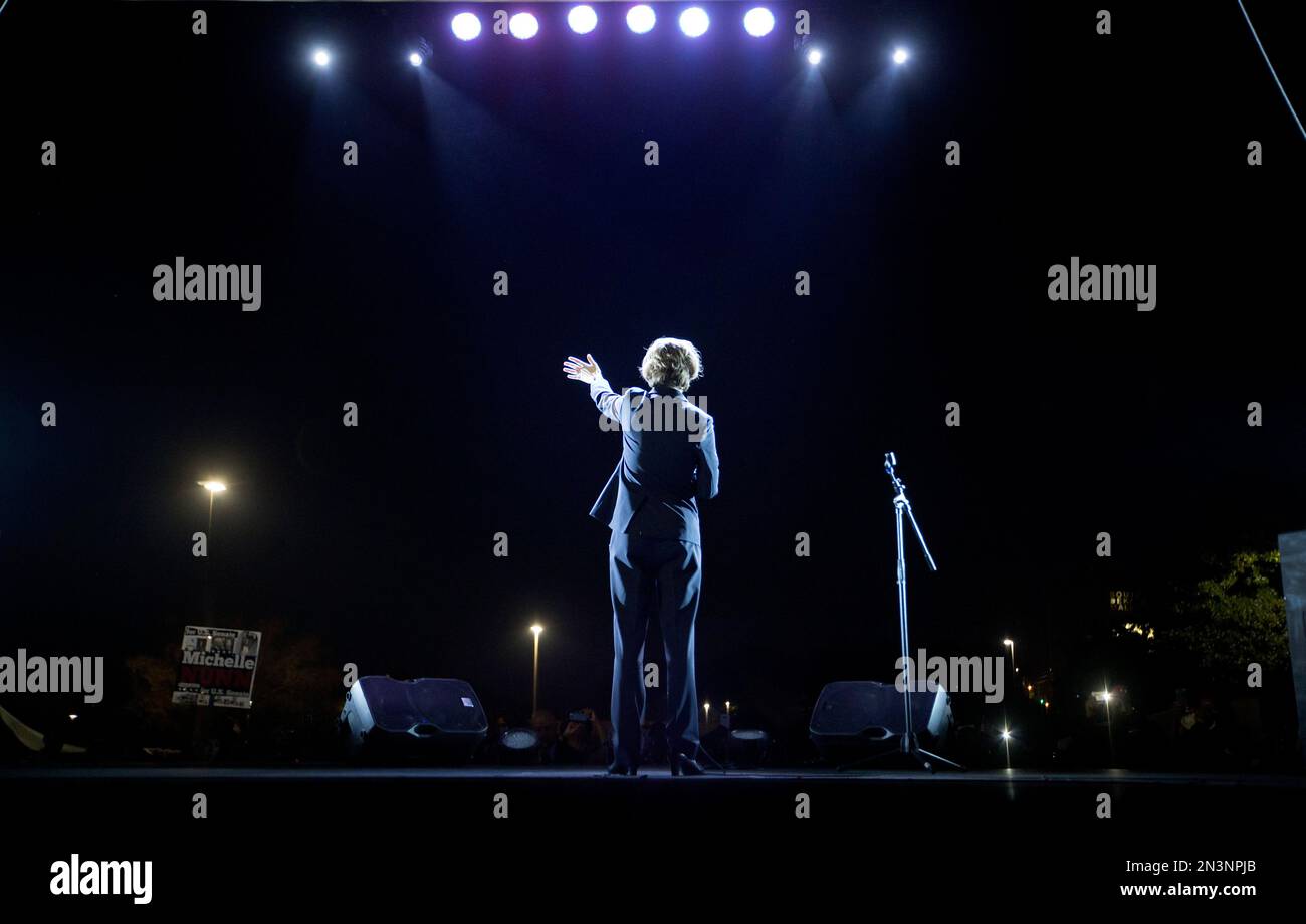 Democratic U.S. Senate candidate Michelle Nunn waves to the crowd as ...