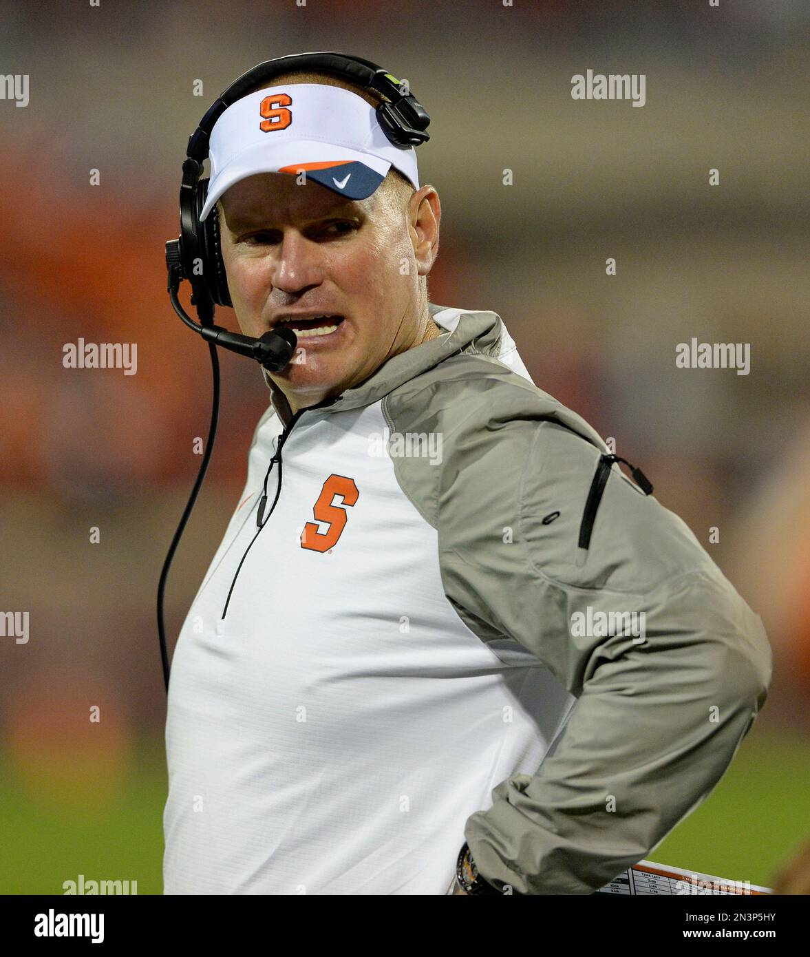 Syracuse head coach Scott Schafer works the sideline during the second ...