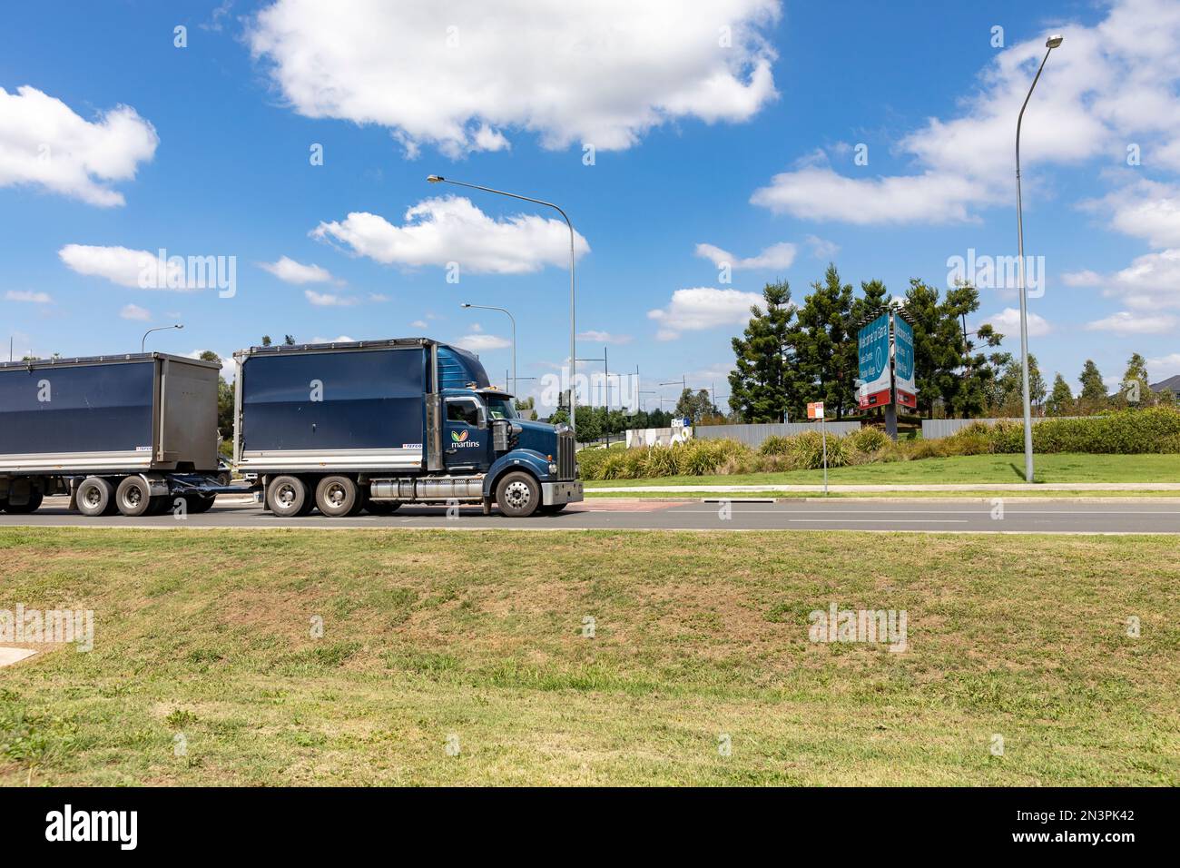 Heavy Goods vehicle articulated lorry truck driving along the road in New South Wales,Australia, australian trucking industry Stock Photo