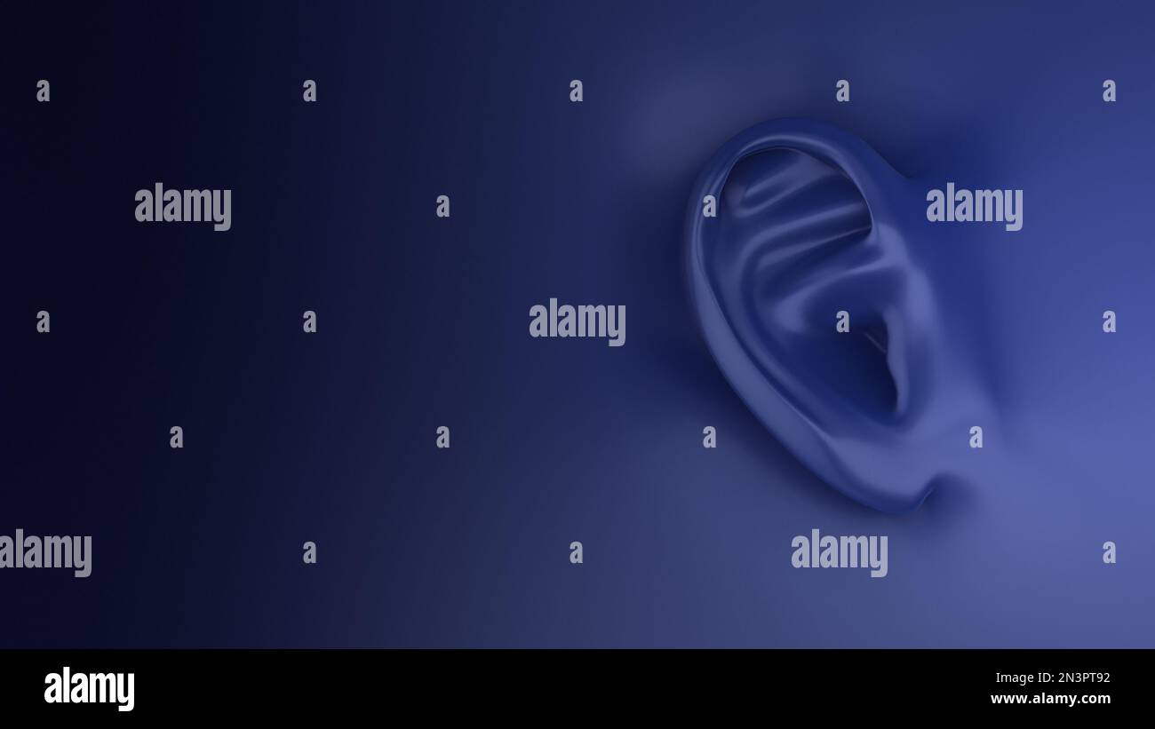 Human ear isolated on a dark background Stock Photo
