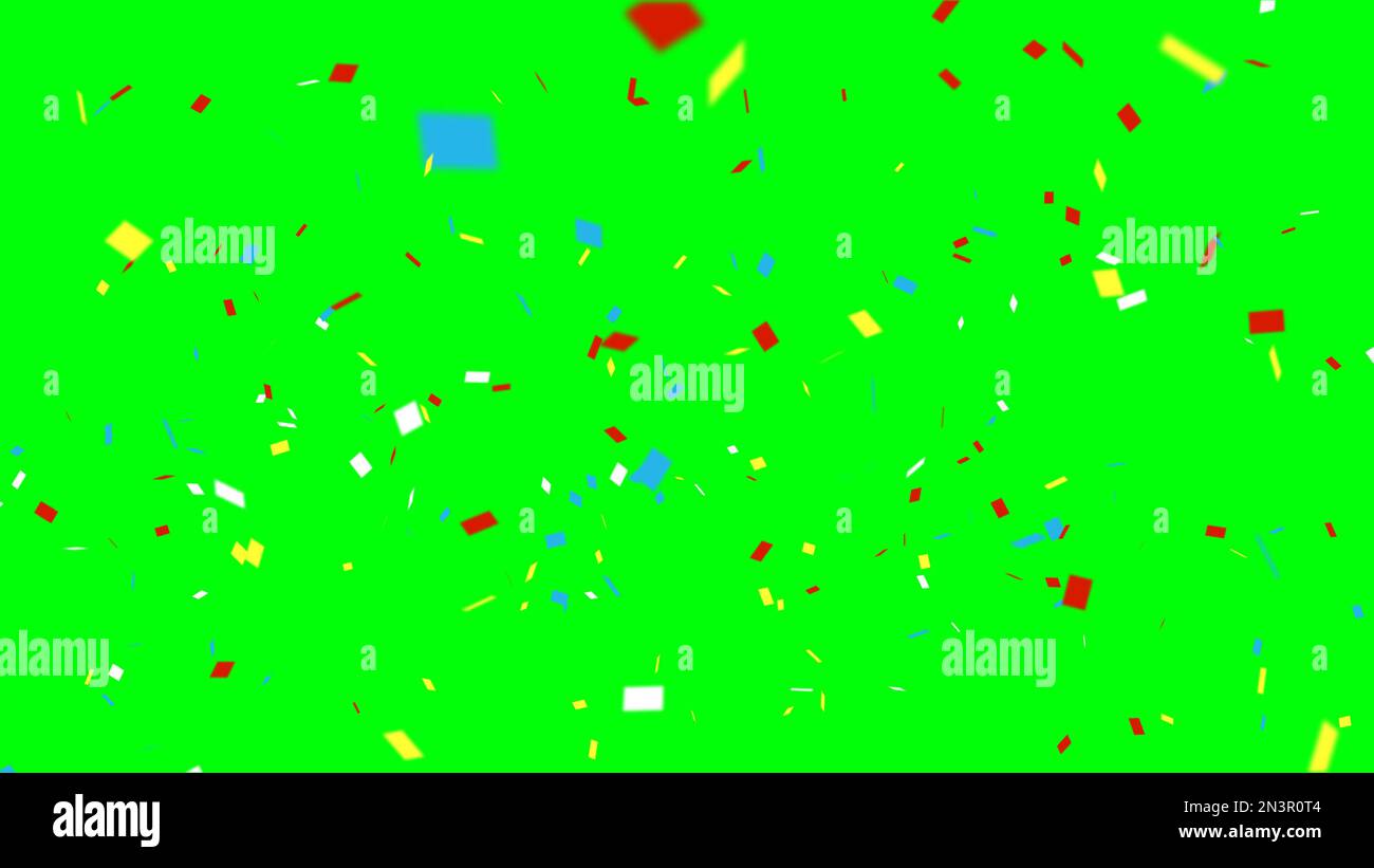 Confetti falling on green screen 3d illustration Stock Photo Alamy
