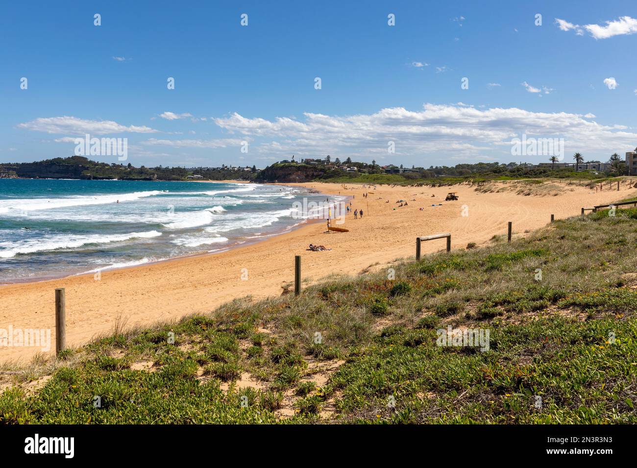 Mona Vale beach in Sydney Australia, east coast beach on summers day 2023, seaside ocean and sand,Australia Stock Photo