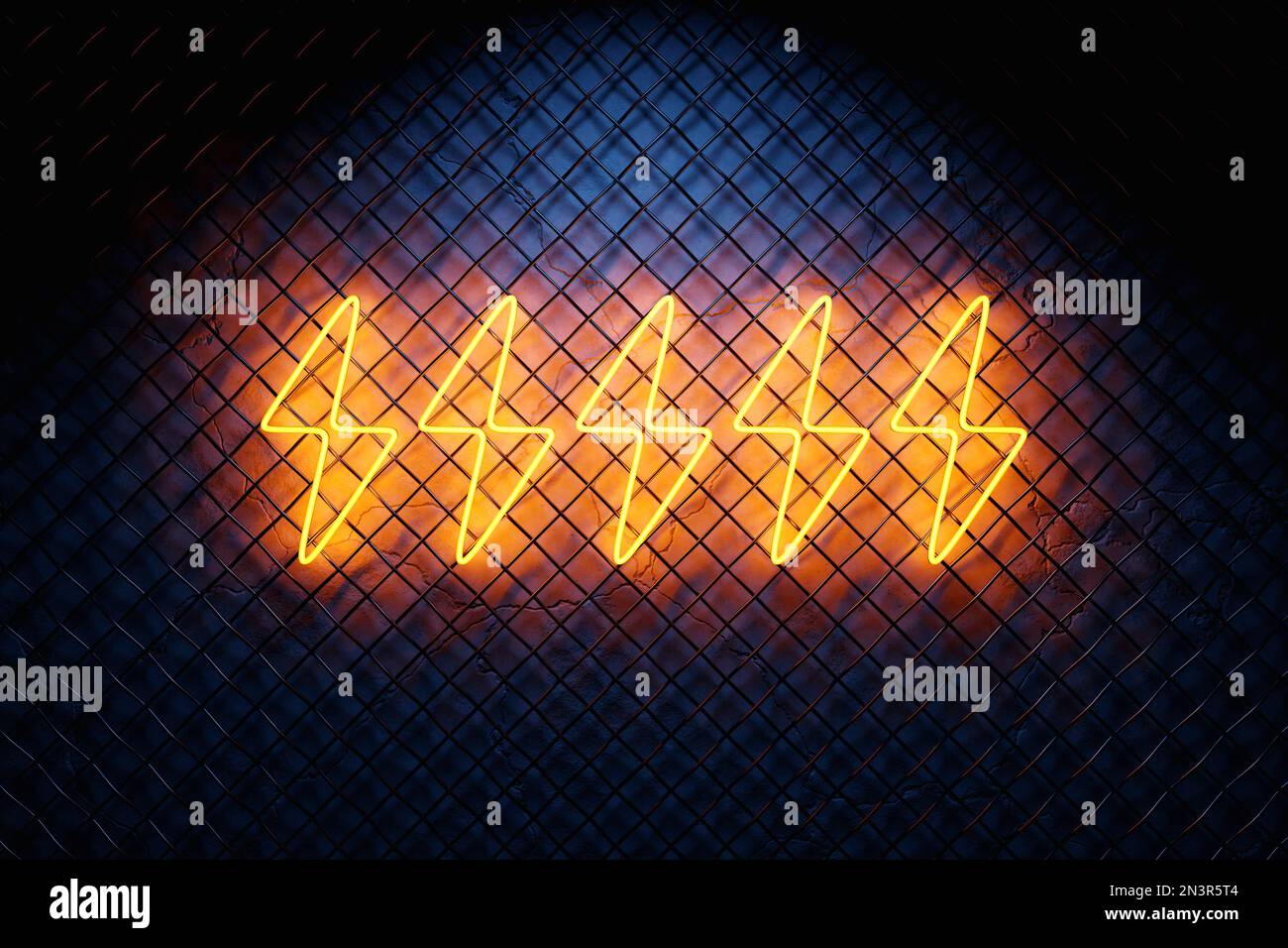 3D illustration realistic isolated neon lightning sign for decoration ...