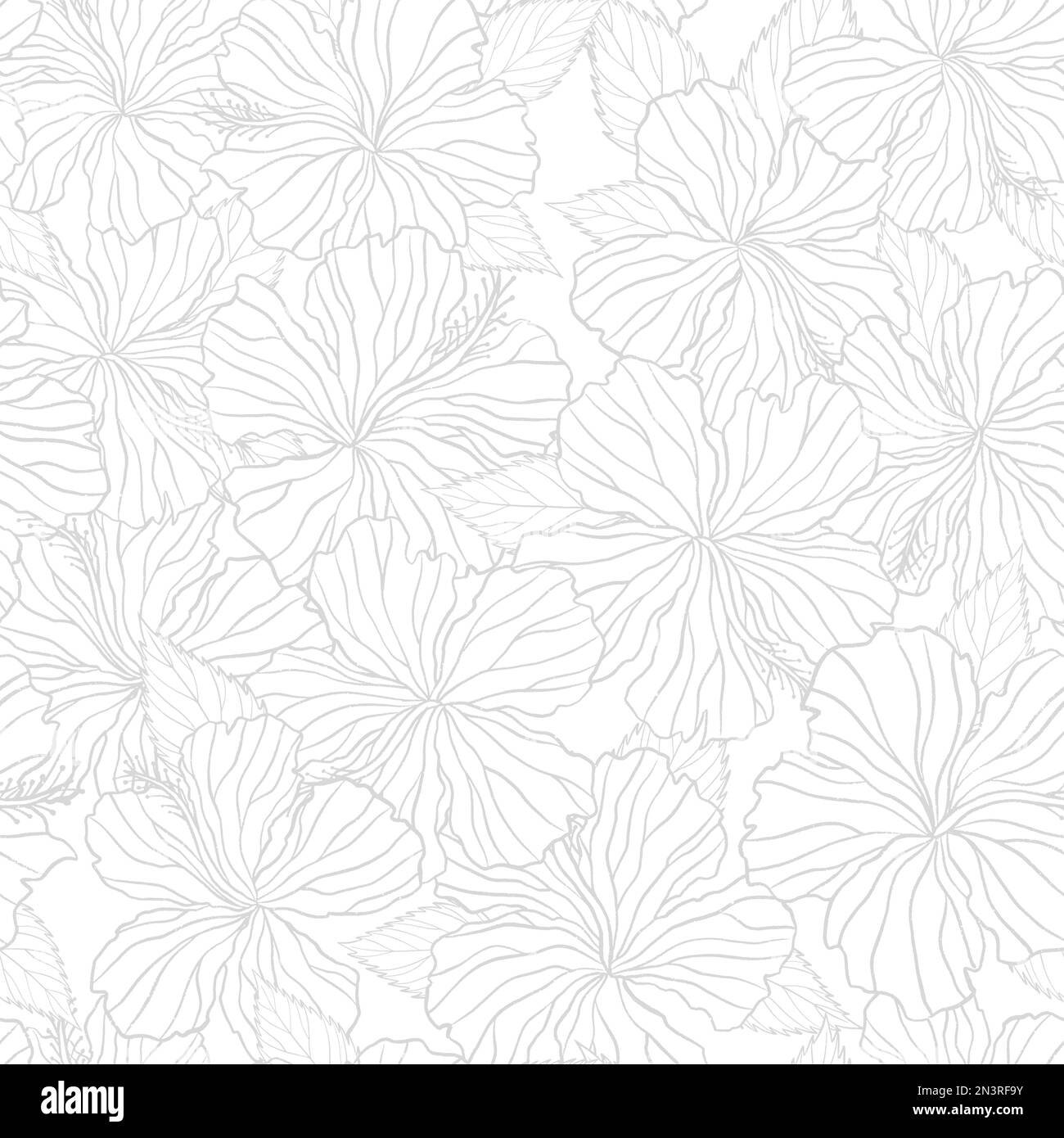 Hibiscus flower seamless pattern. Vector illustration Batik floral design background. Stock Vector