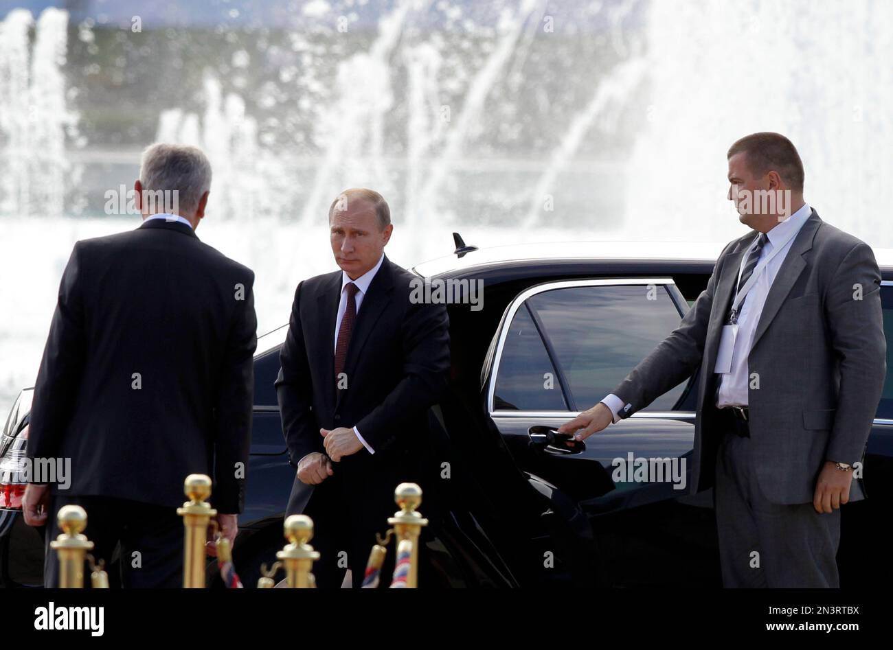 Serbian President Tomislav Nikolic, left, welcomes his Russian ...
