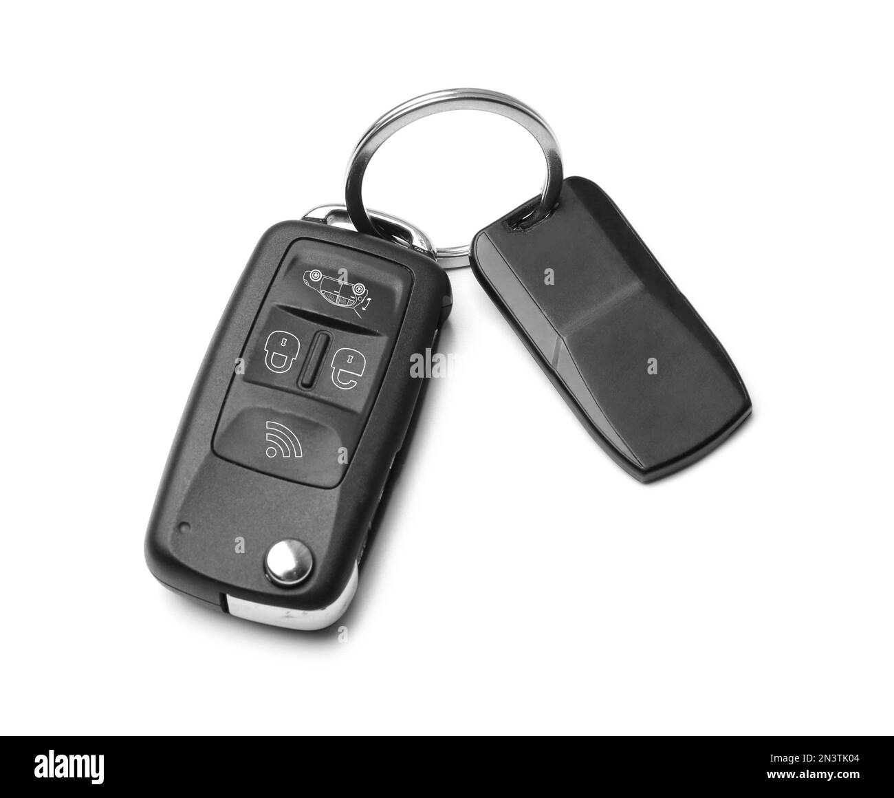 Modern car flip key with trinket isolated on white Stock Photo - Alamy