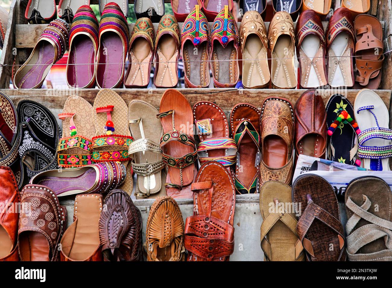 Shoe sale, street bazaar, Jaipur, Rajasthan, India Stock Photo Alamy