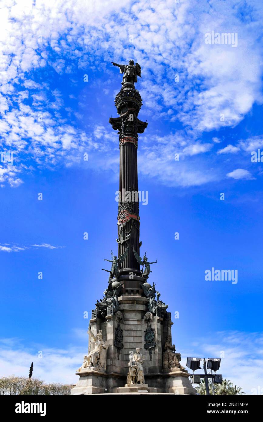 Monument a Colom, Column of Columbus, Barcelona, Catalonia, Spain Stock ...