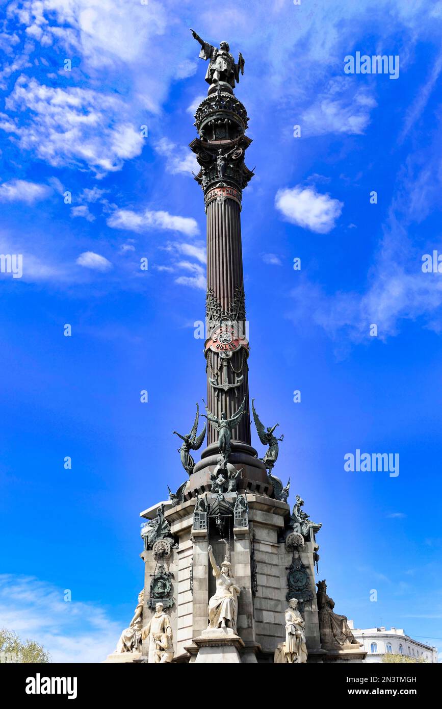 Monument a Colom, Column of Columbus, Barcelona, Catalonia, Spain Stock Photo