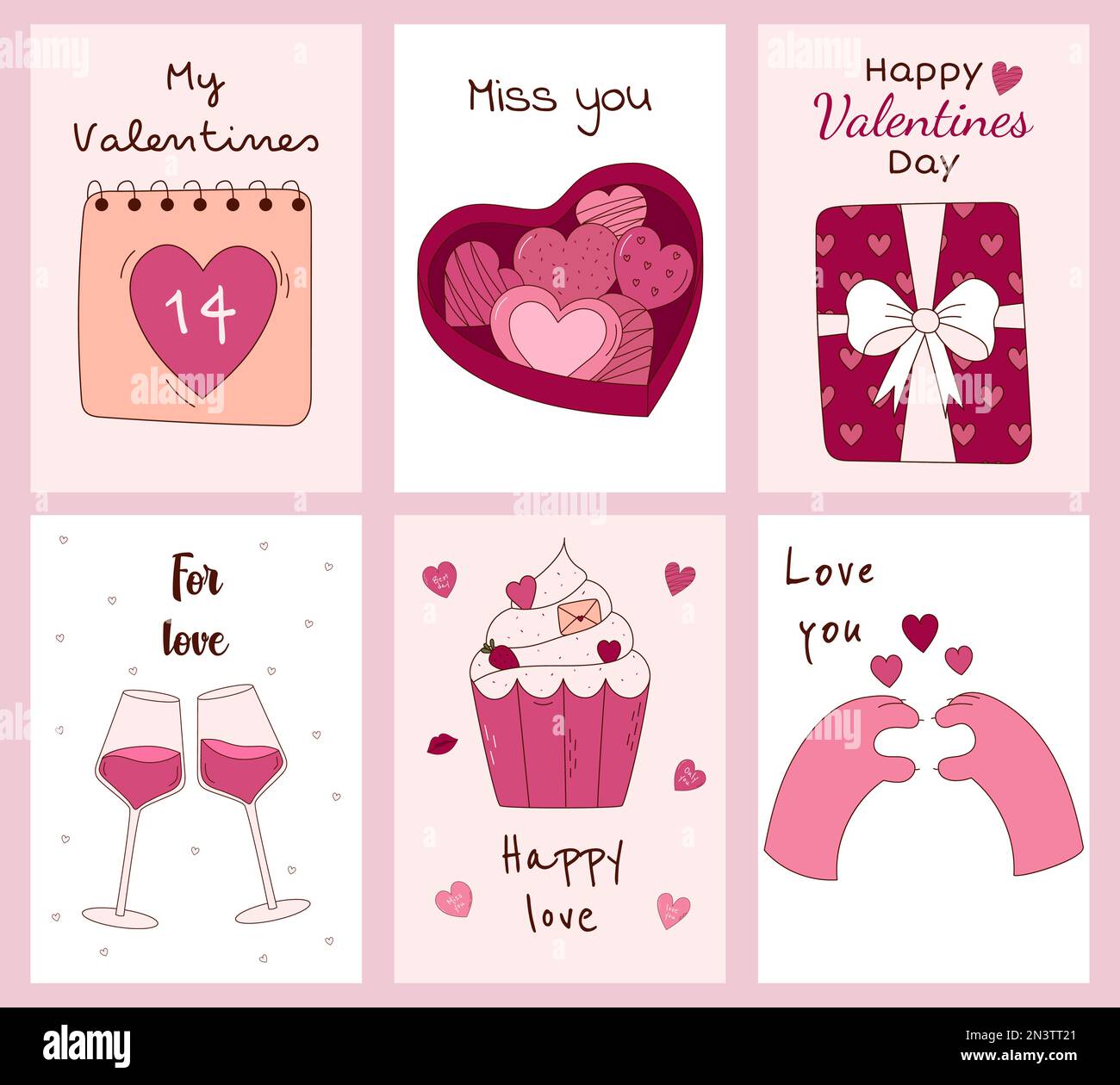 Set of Valentine's Day greeting cards. Vector illustration Stock Vector ...