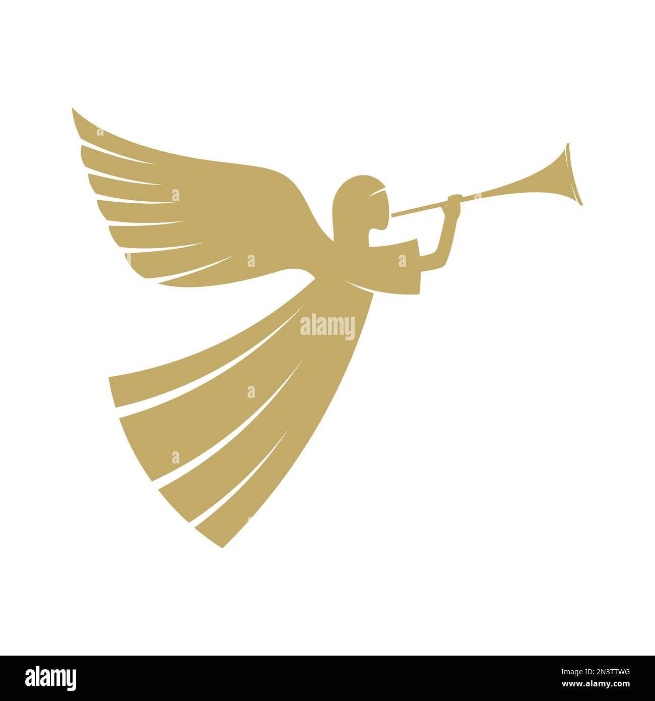 Vector illustration. The angel with the trumpet is God's herald Stock