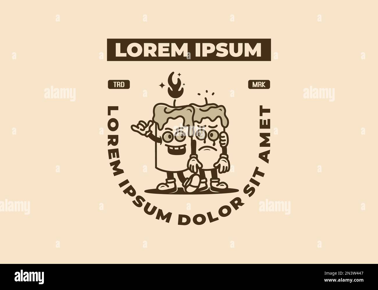 Mascot character badge design of two candles standing side by side