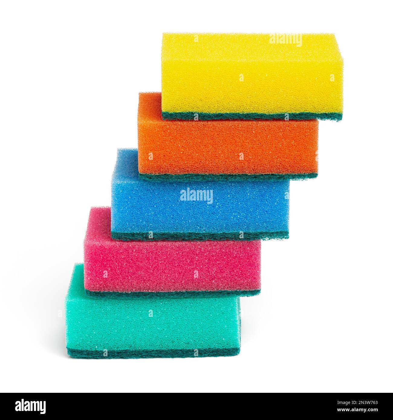 Lot of foam sponges for washing dishes and cleaning in kitchen