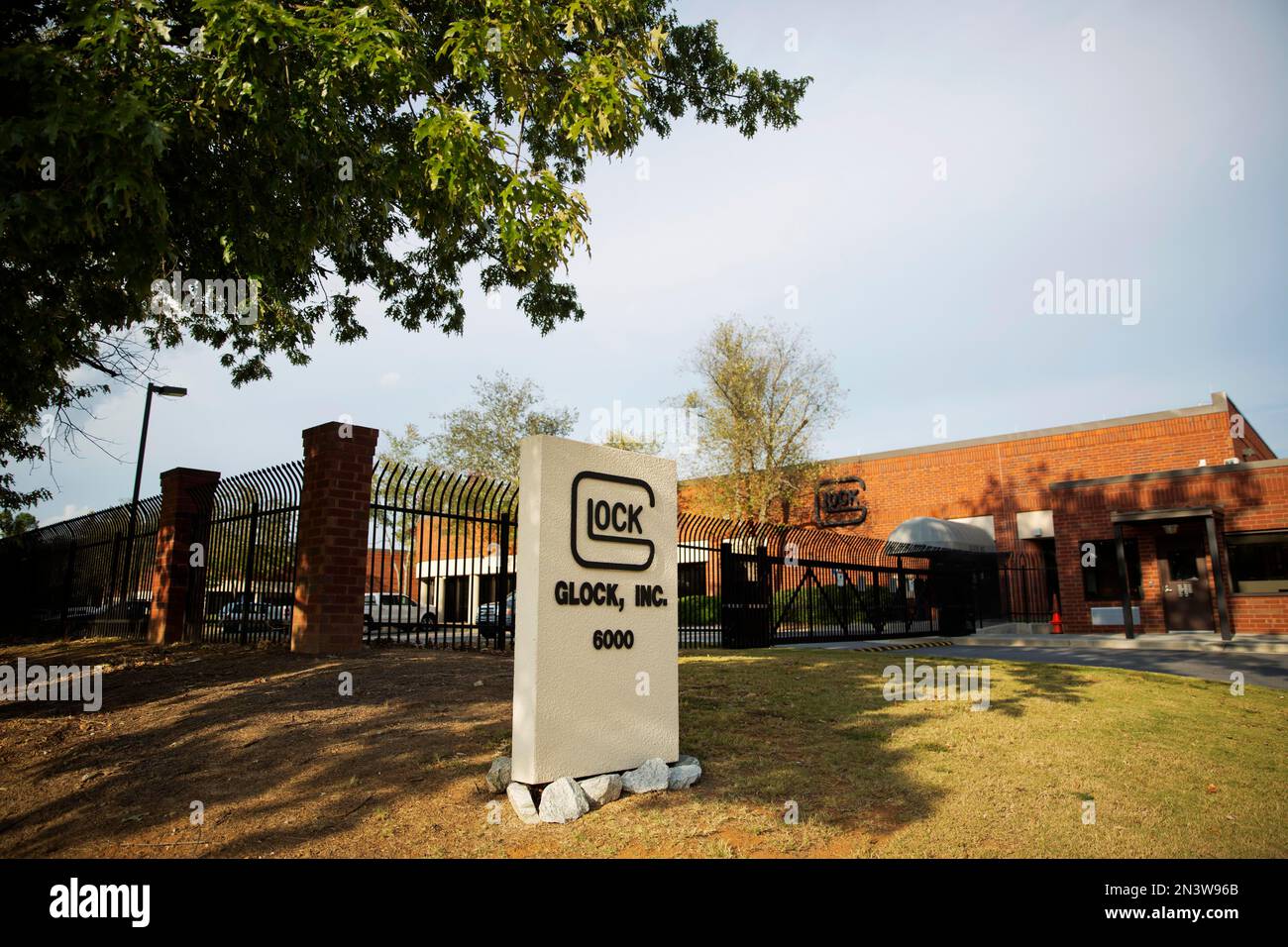 In this Wednesday, Oct. 8, 2014 photo, the entrance to Glock's U.S
