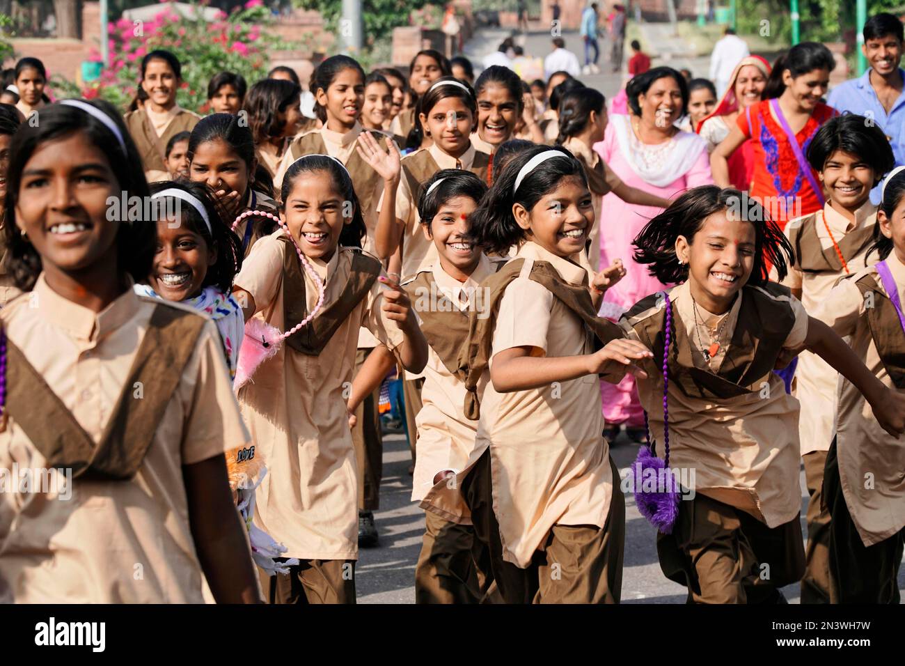 School trip of a girls' class in Jodhpur, Rajasthan, India Stock Photo