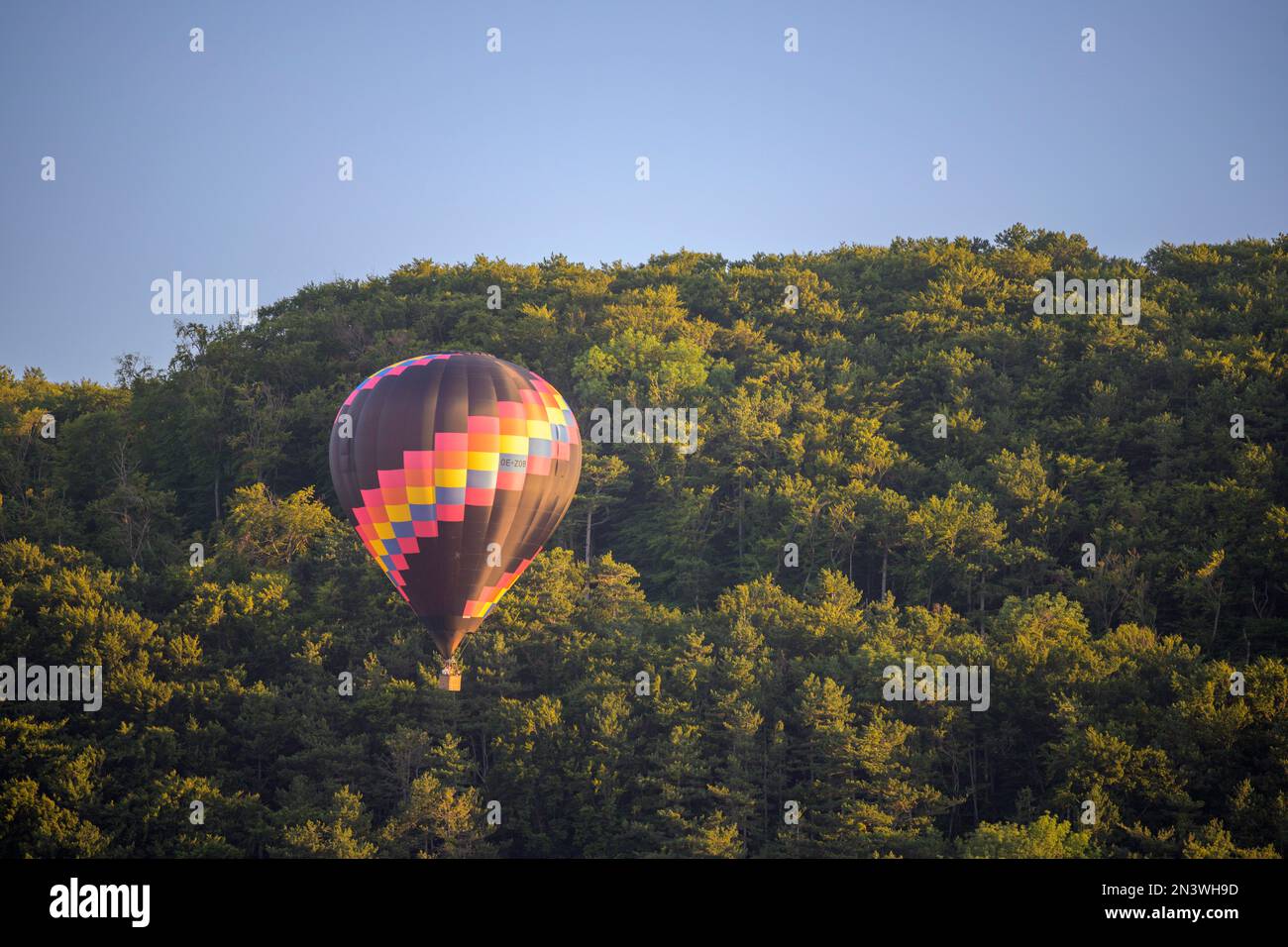 Hot air balloon in the landing phase, St.Veit, Lower Austria, Austria Stock Photo