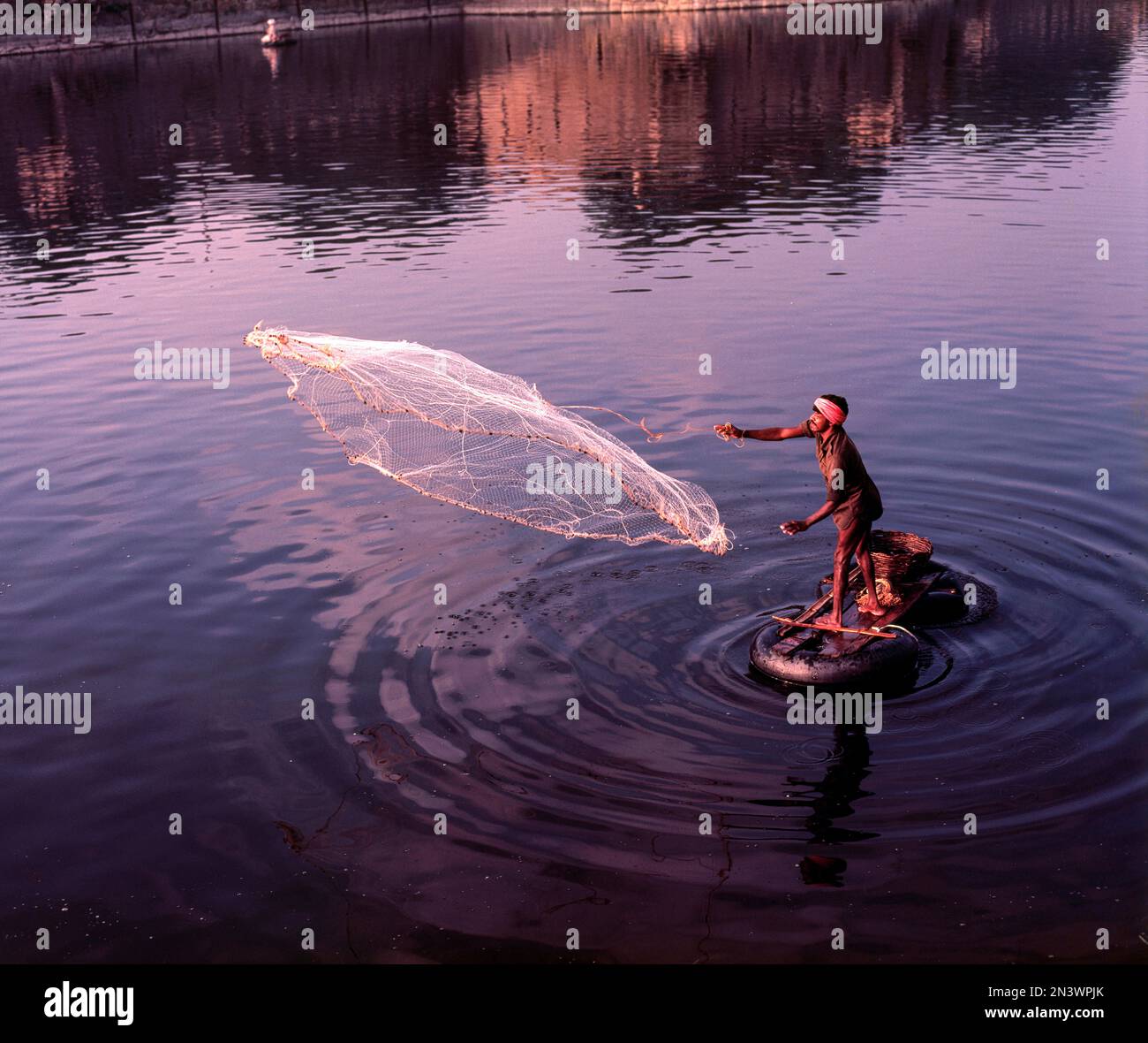 Fishing in the moat of the Vellore fort, Tamil Nadu, India, Asia Stock