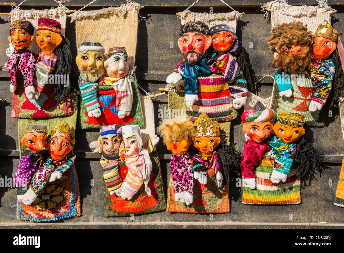 Hand puppets, oriental bazaar, Khiva, Uzbekistan, Khiva, Uzbekistan Stock Photo