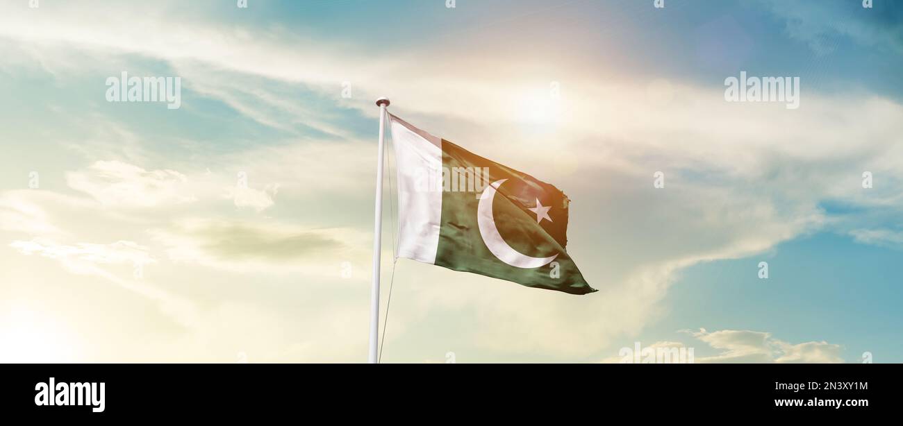 pakistan waving flag in beautiful sky Stock Photo - Alamy