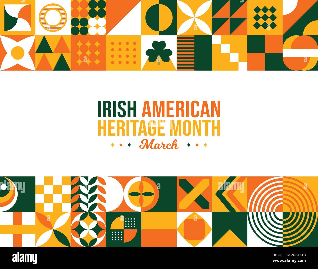 Irish American Heritage Month Background. Celebrating contribution of Irish Immigrants in United States of America in March. Social media post vector Stock Vector