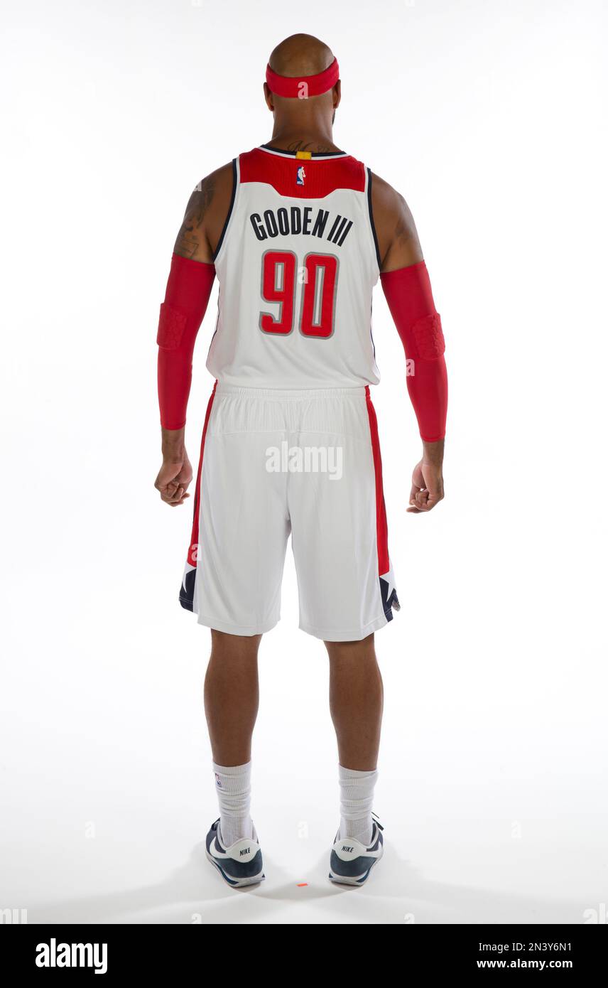 Washington Wizards forward Drew Gooden III poses for a photograph