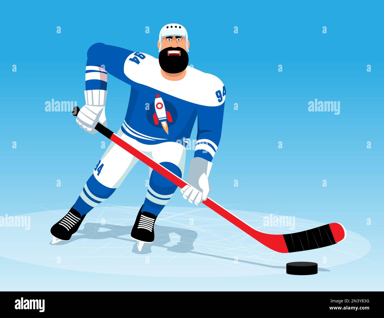 Hockey player in blue uniform Stock Vector Image & Art - Alamy