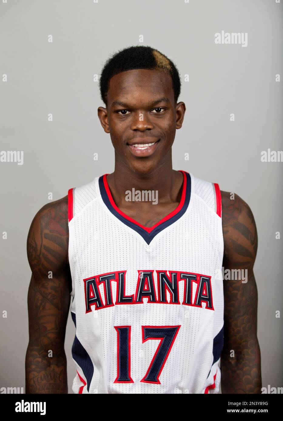 Atlanta Hawks' Dennis Schroder, of Germany, poses for a photo at NBA  basketball media day, Monday, Sept. 29, 2014, in Atlanta. (AP Photo/David  Goldman Stock Photo - Alamy