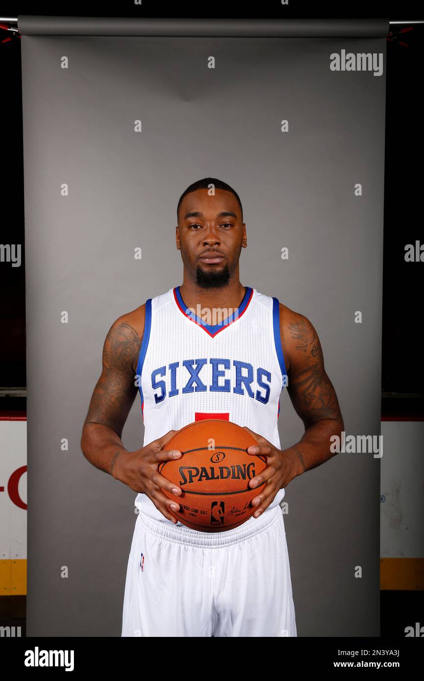 Philadelphia 76ers' Moultrie poses for a photo during the NBA