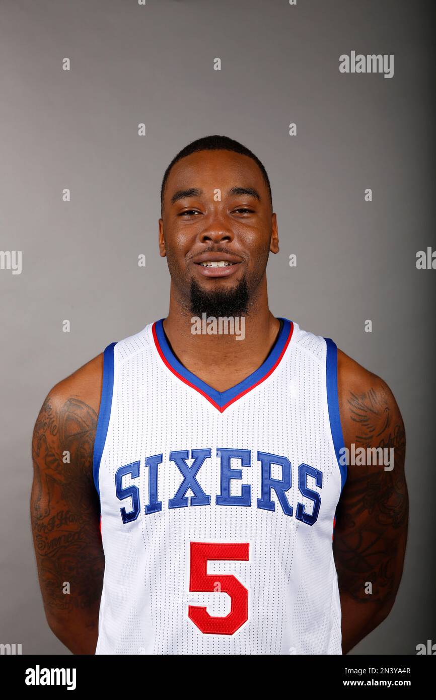 Philadelphia 76ers' Moultrie poses for a photo during the NBA