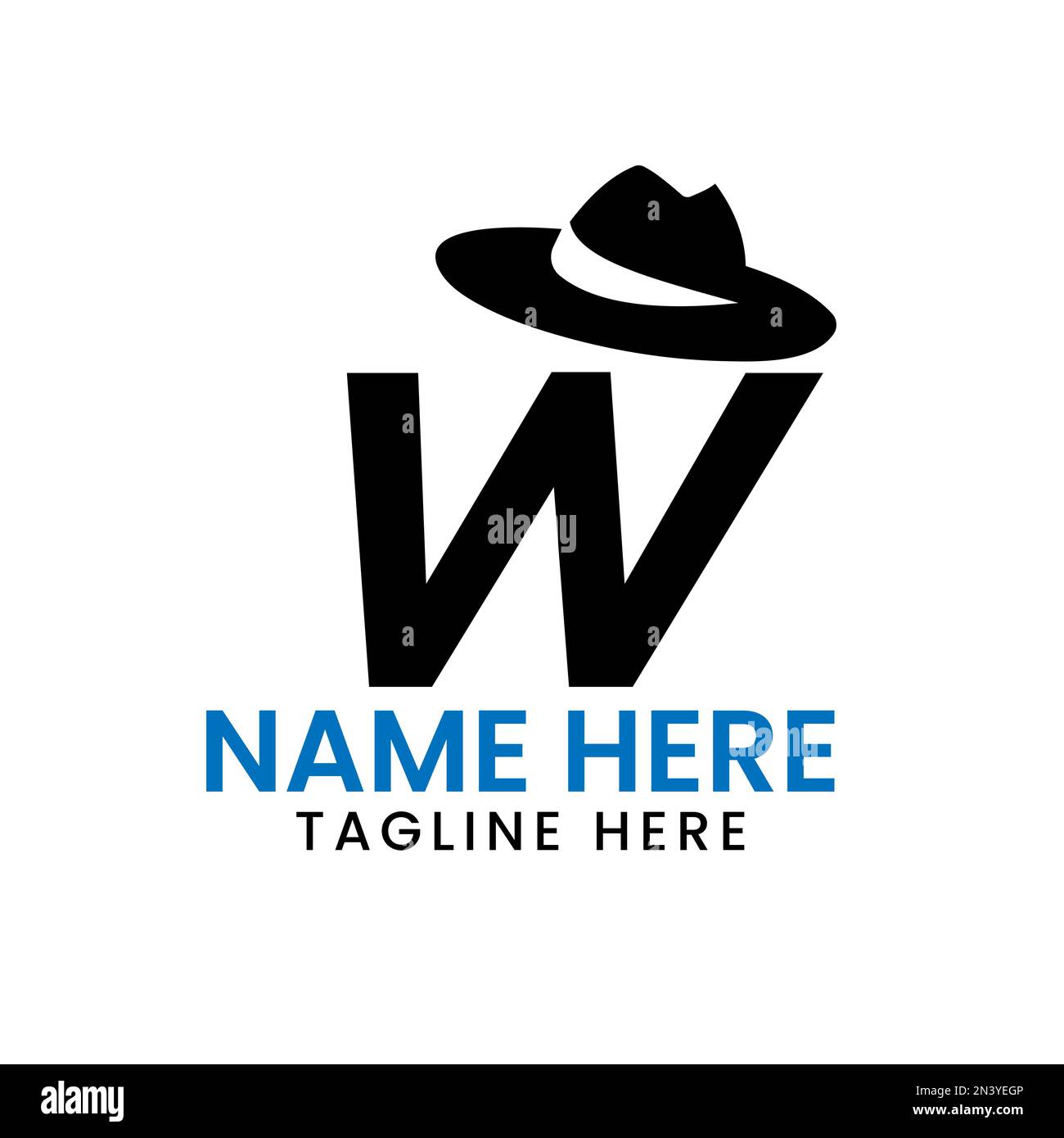 Letter W Gentlemen Hat Logo Design Concept With Cowboy Hat Icon ...