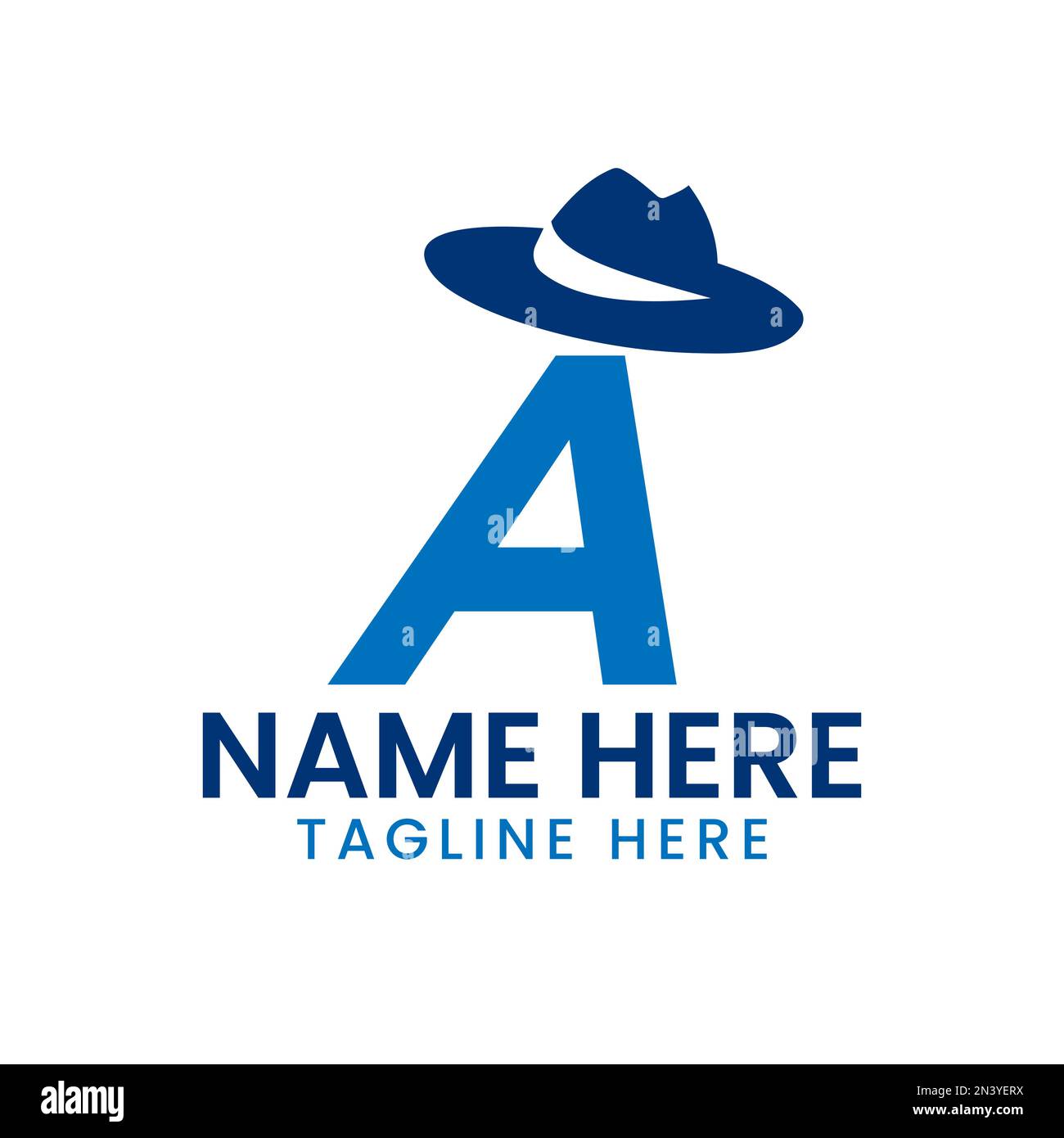 Letter A Gentlemen Hat Logo Design Concept With Cowboy Hat Icon