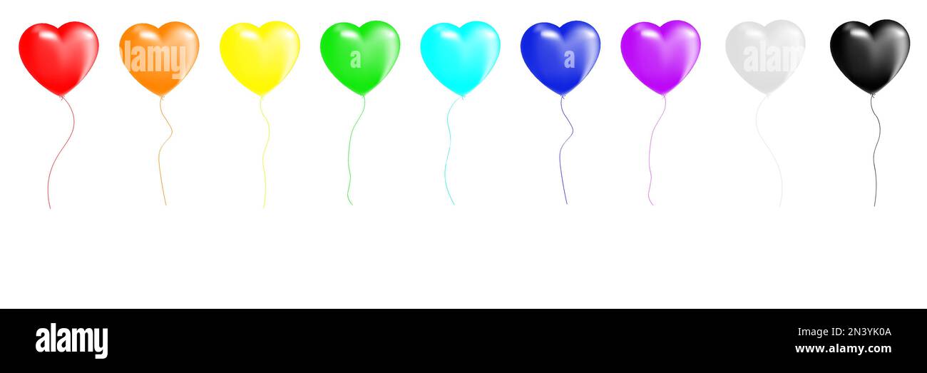 Set any heart shape balloon isolated on white background. Festive ...