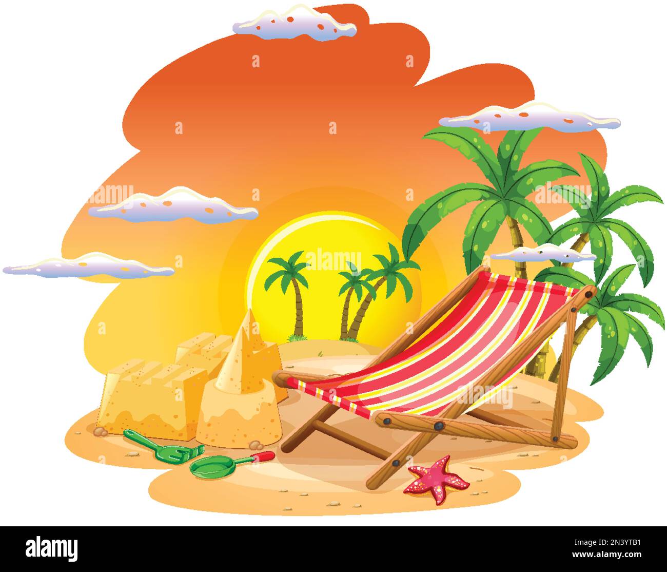 Summer beach scene template illustration Stock Vector Image & Art Alamy