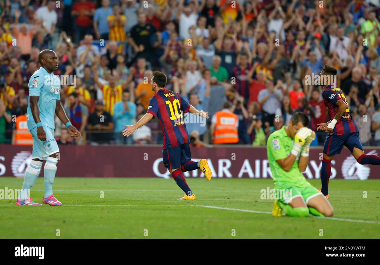 Lionel Messi of Argentina celebrates scoring the sixth goal during