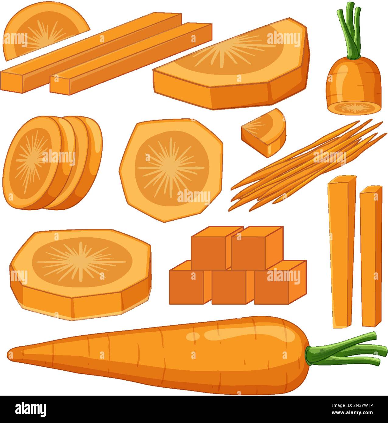 Premium Vector  Carrot cut in sticks dice and slice food cooking concept  illustration