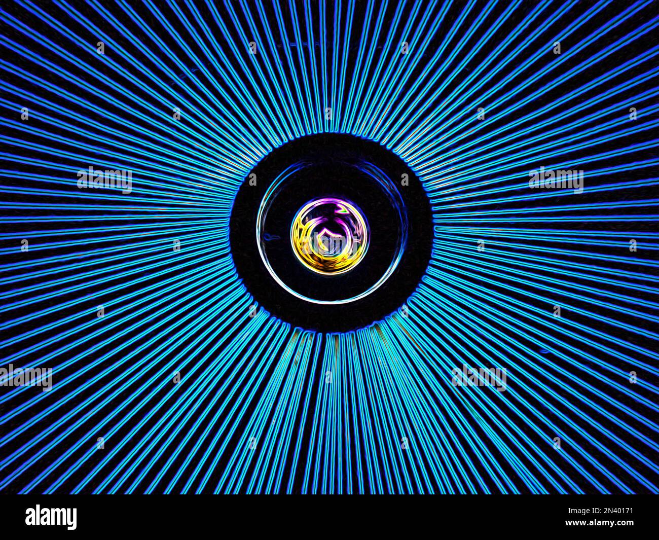 Light rays emerge from a central laser / light bulb Stock Photo Alamy