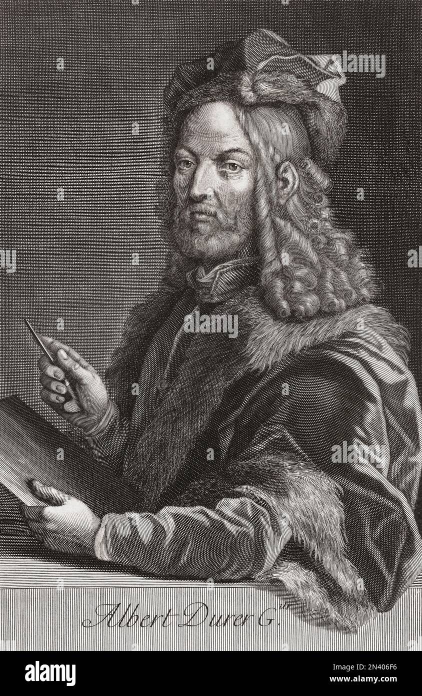 Albrecht Dürer, 1471 - 1528. German artist, printmaker and theorist.  After an engraving by Gerard Edelinck. Stock Photo