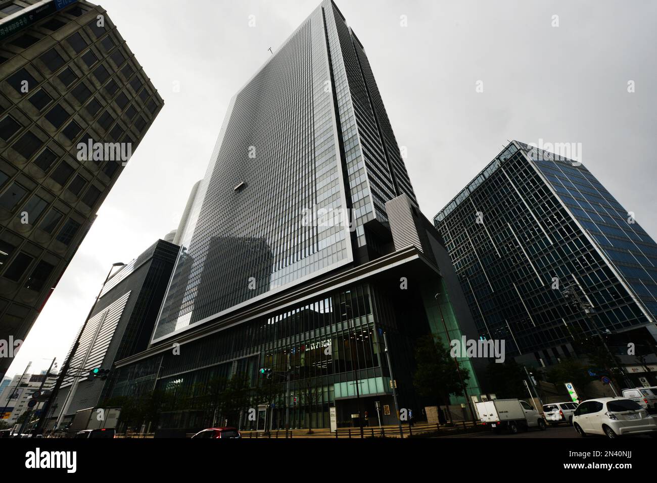 Modern business buildings and shopping mall around the Nagoya station ...