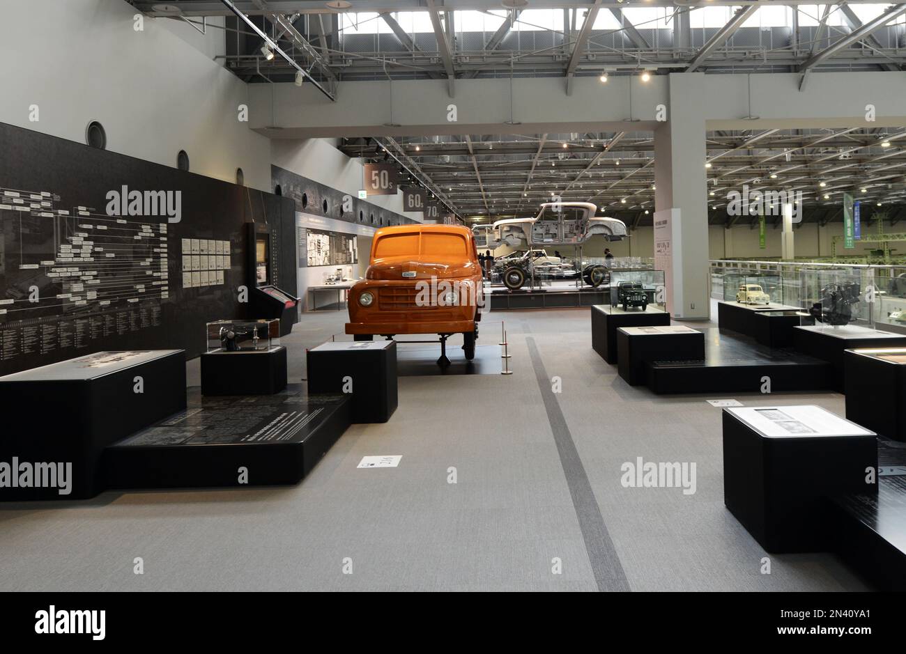 A wooden prototype of a Toyota pickup truck displayed at the Car