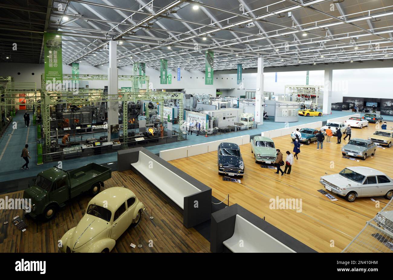 Car pavilion in the Toyota Commemorative Museum of Industry and Technology in Nagoya, Japan