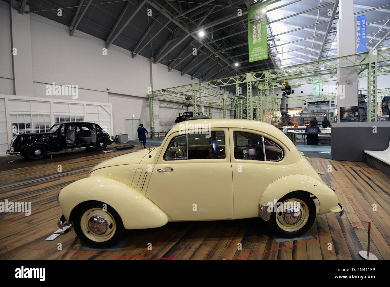Car pavilion in the Toyota Commemorative Museum of Industry and Technology in Nagoya, Japan