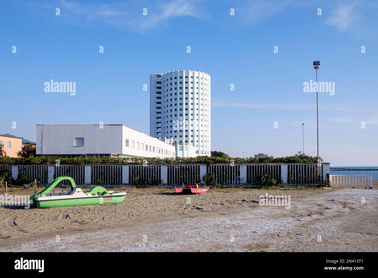 'Edoardo Agnelli' Seaside Hostel (the former Balilla Tower, later known as the Fiat Tower) Marina di Massa, 1933 Stock Photo