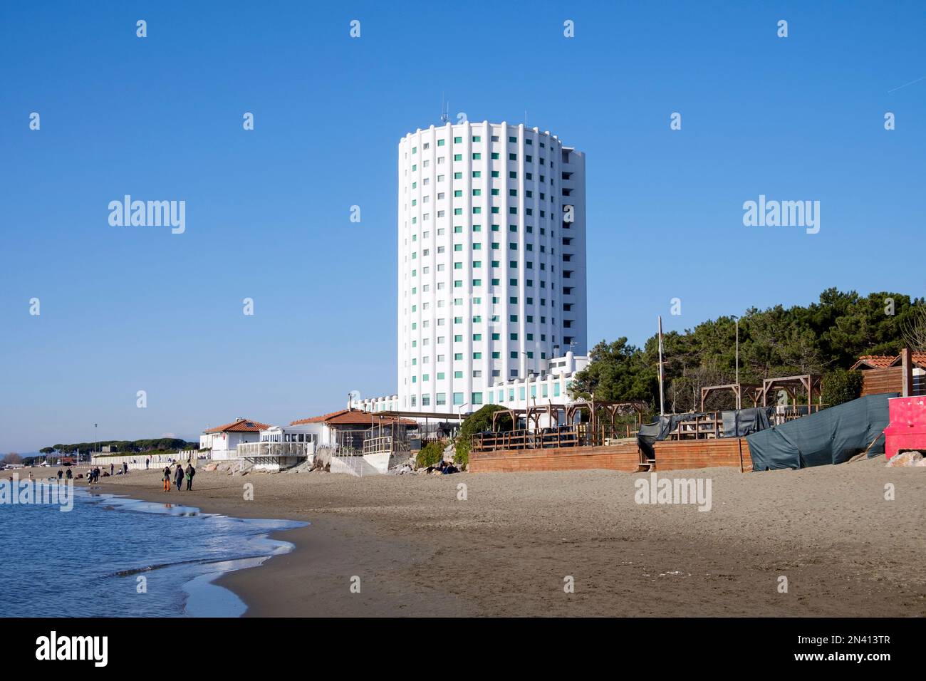'Edoardo Agnelli' Seaside Hostel (the former Balilla Tower, later known as the Fiat Tower) Marina di Massa, 1933 Stock Photo
