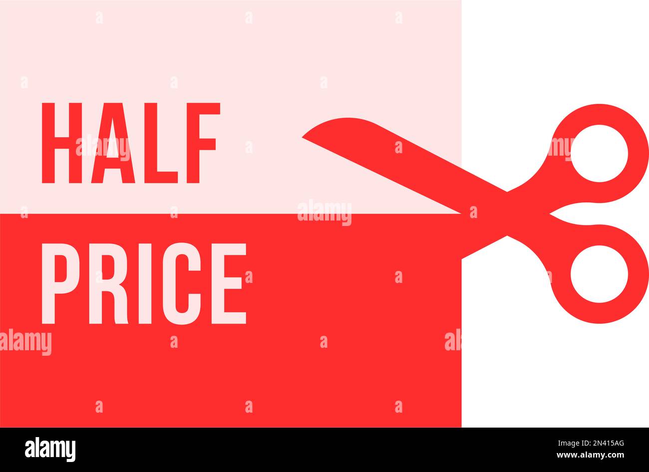 simple red scissors like half price Stock Vector