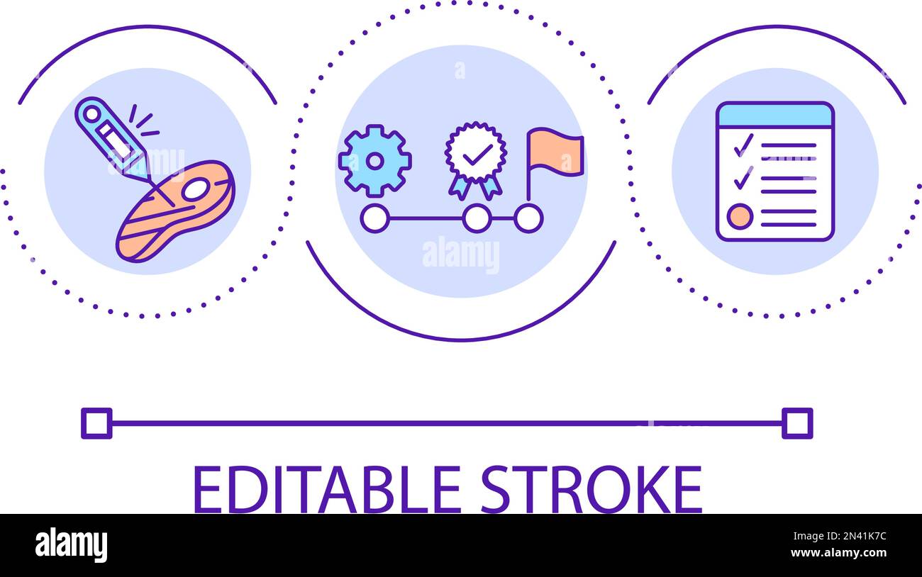 Food product checkup and certification loop concept icon Stock Vector
